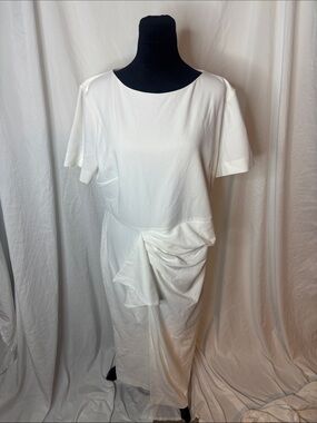 Alexia Admor White Draped Midi Dress